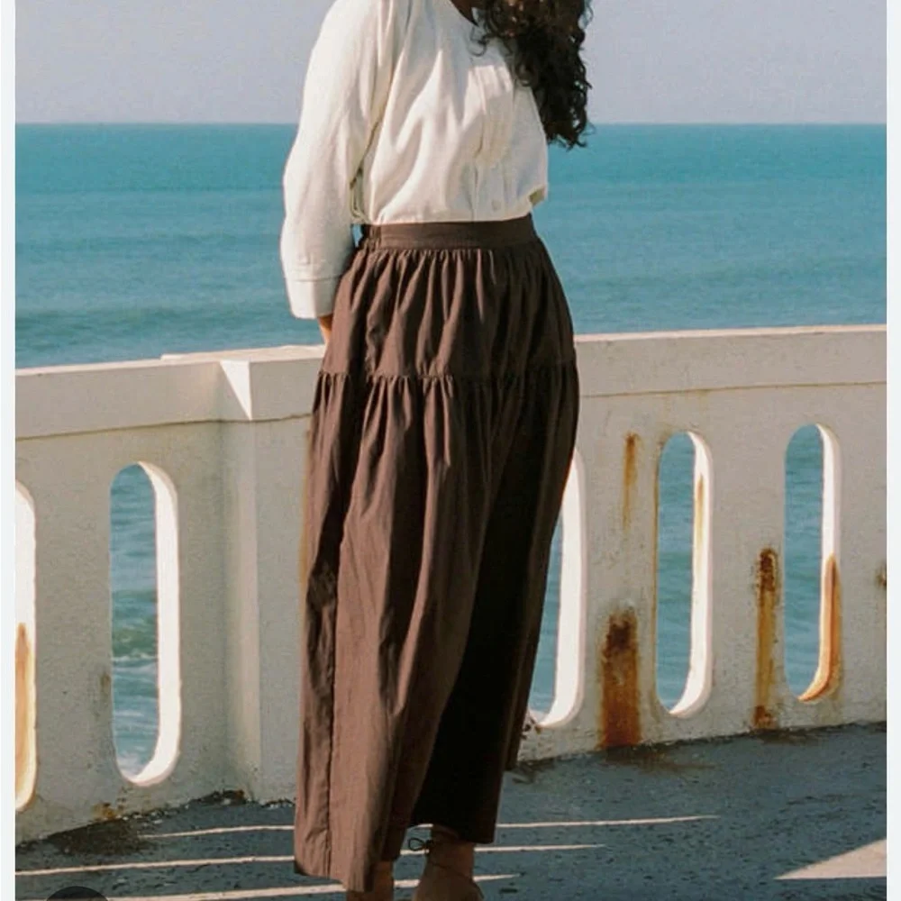 Harly Jae Espresso Prairie Cotton Women’s Brown Tiered Midi Maxi Skirt - Picture 6 of 6